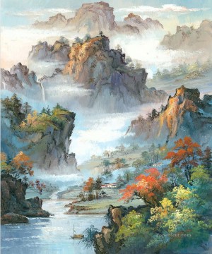 中国の風景 山水山の滝 0 955 Oil Paintings